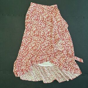 Rails Red Floral Patterned Wrap Skirt Small